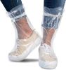 Polyethylene Clear Boot Covers 3X-Large with Plastic Straps Pack of 100; Waterproof Shoe Covers for Rain; Plastic Shoe Covers Disposable 2 Mil; Waterp