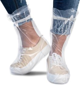 Polyethylene Clear Boot Covers 3X-Large with Plastic Straps Pack of 100; Waterproof Shoe Covers for Rain; Plastic Shoe Covers Disposable 2 Mil; Waterp