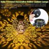 2Pcs Solar Powered Hanging Lights Outdoor Waterproof Decorative Hollow Lantern Lamps Warm White Retro Style Decorative Landscape Lights For Patio Cour