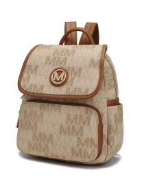 MKF Collection Drea Signature Backpack by Mia k (Color: Beige, Material: Polycarbonate)