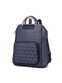 MKF Collection June M logo Printed Vegan Leather Women Backpack by Mia k (Color: Navy, Material: Vegan Leather)