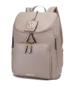MFK Collection Angela Large Backpack by Mia K (Color: Beige, Material: Vegan Leather)